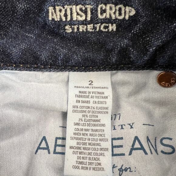 American Eagle Outfitters Artist Crop Mid Rise Stretch Jeans Five Pocket Size 2 - Picture 8 of 12